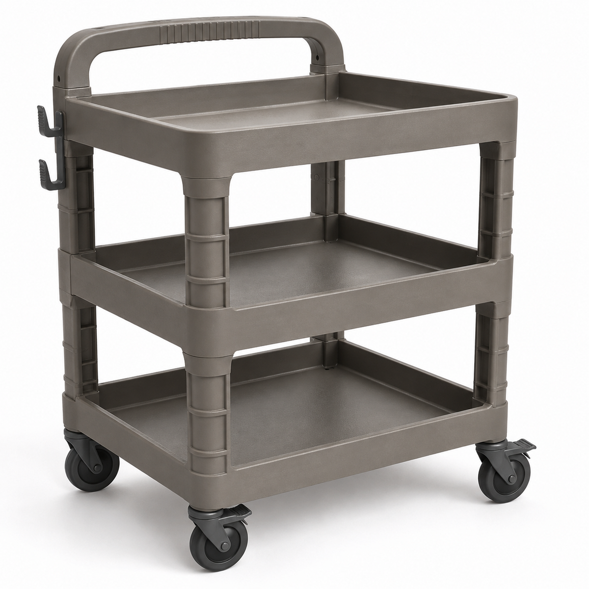 Heavy-Duty Three-Tier Workshop Utility Cart with Push Handle