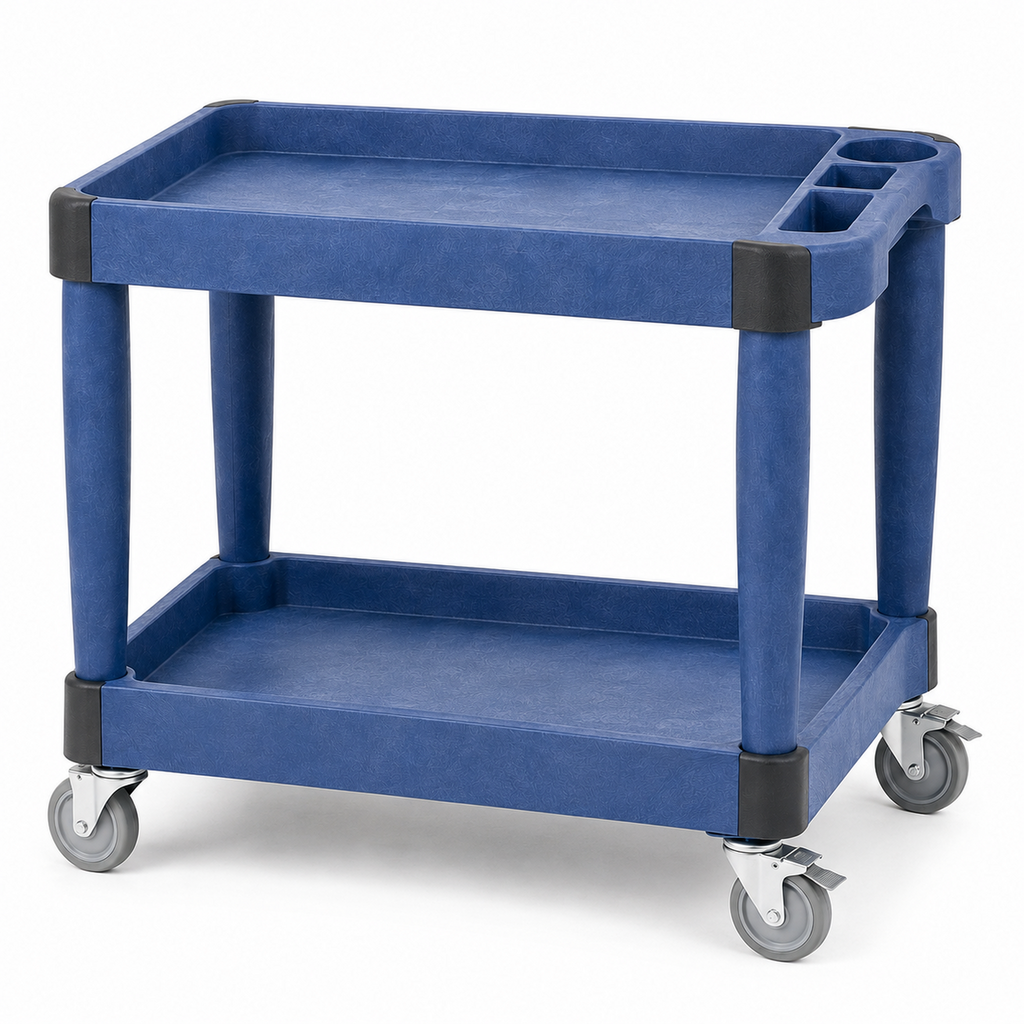 Heavy-Duty Two-Tier Utility Service Cart with Organizer