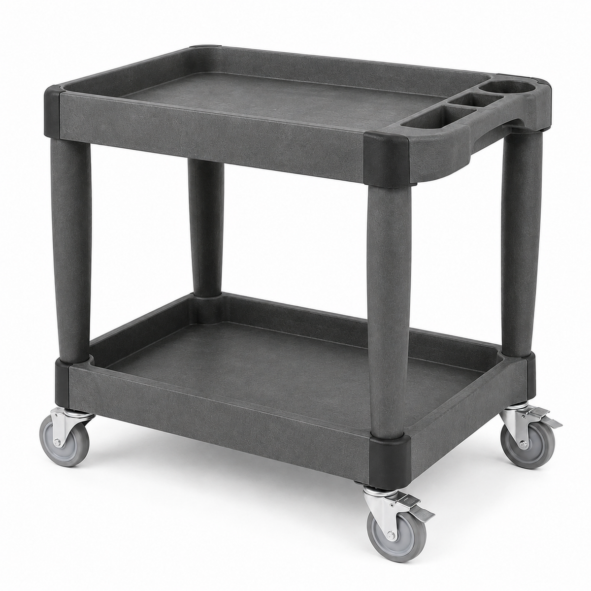 Heavy-Duty Two-Tier Utility Service Cart with Organizer