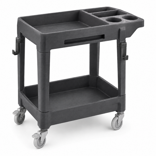 Compact Two-Level Detailing Cart with Tool Organizer