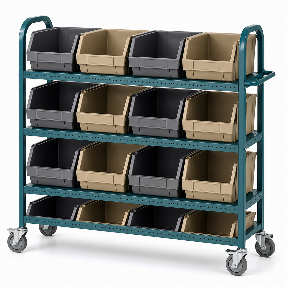 12-Bin Mobile Parts Organizer Cart with Locking Casters