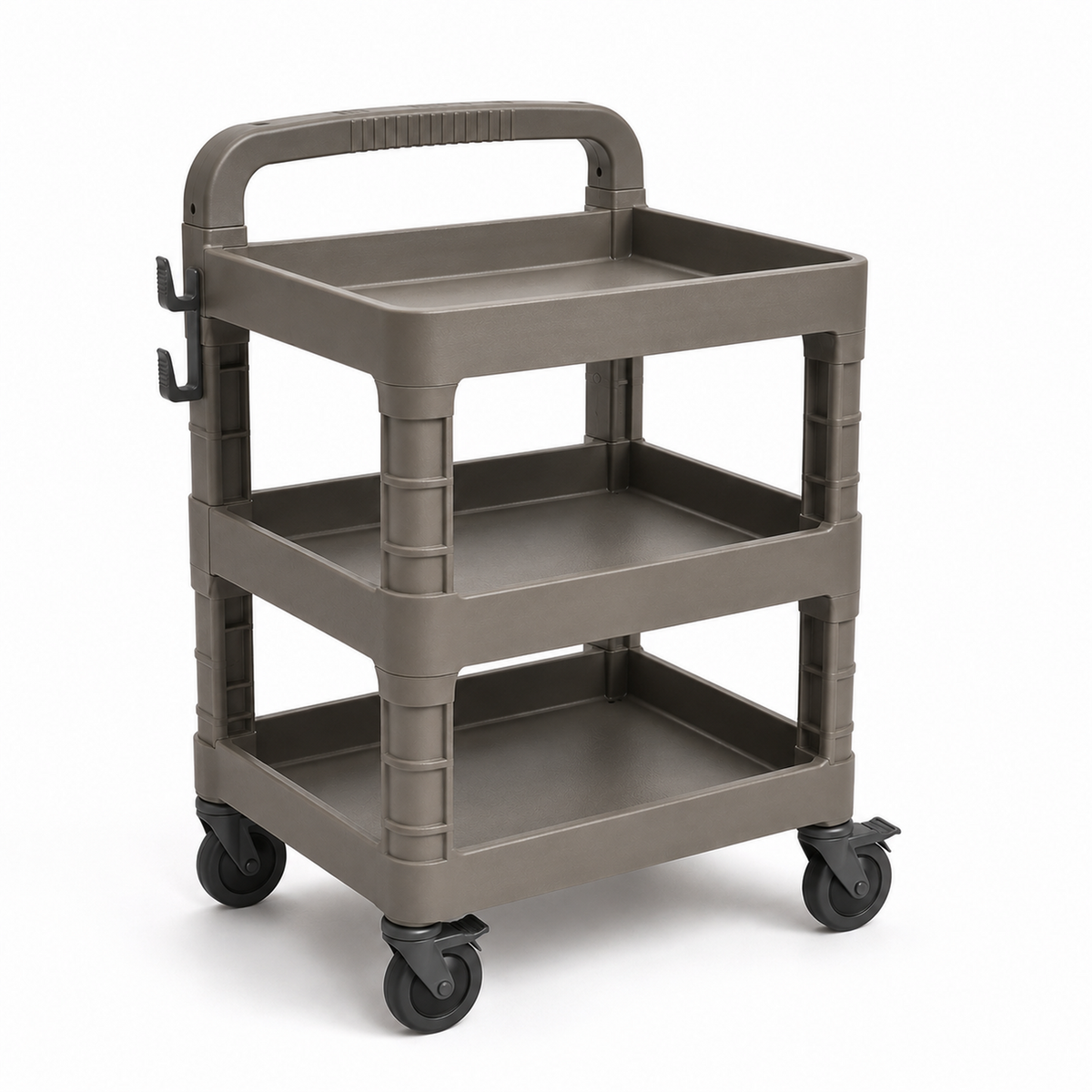Heavy-Duty Three-Tier Workshop Utility Cart with Push Handle