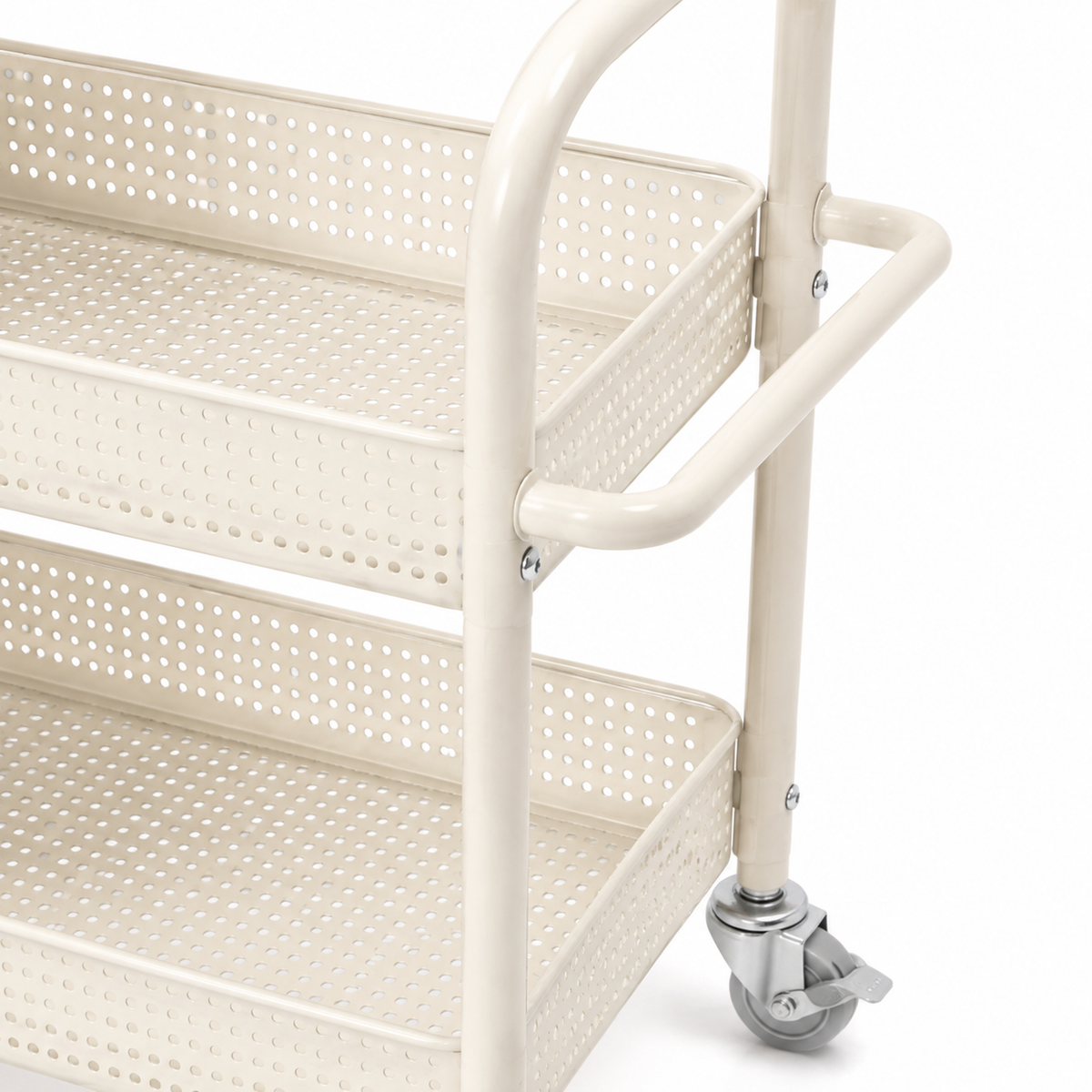 Slim Four-Tier Rolling Storage Cart with Towel Bar